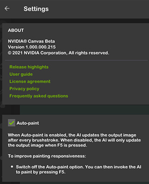 Canvas Settings Canvas User Guide NVIDIA