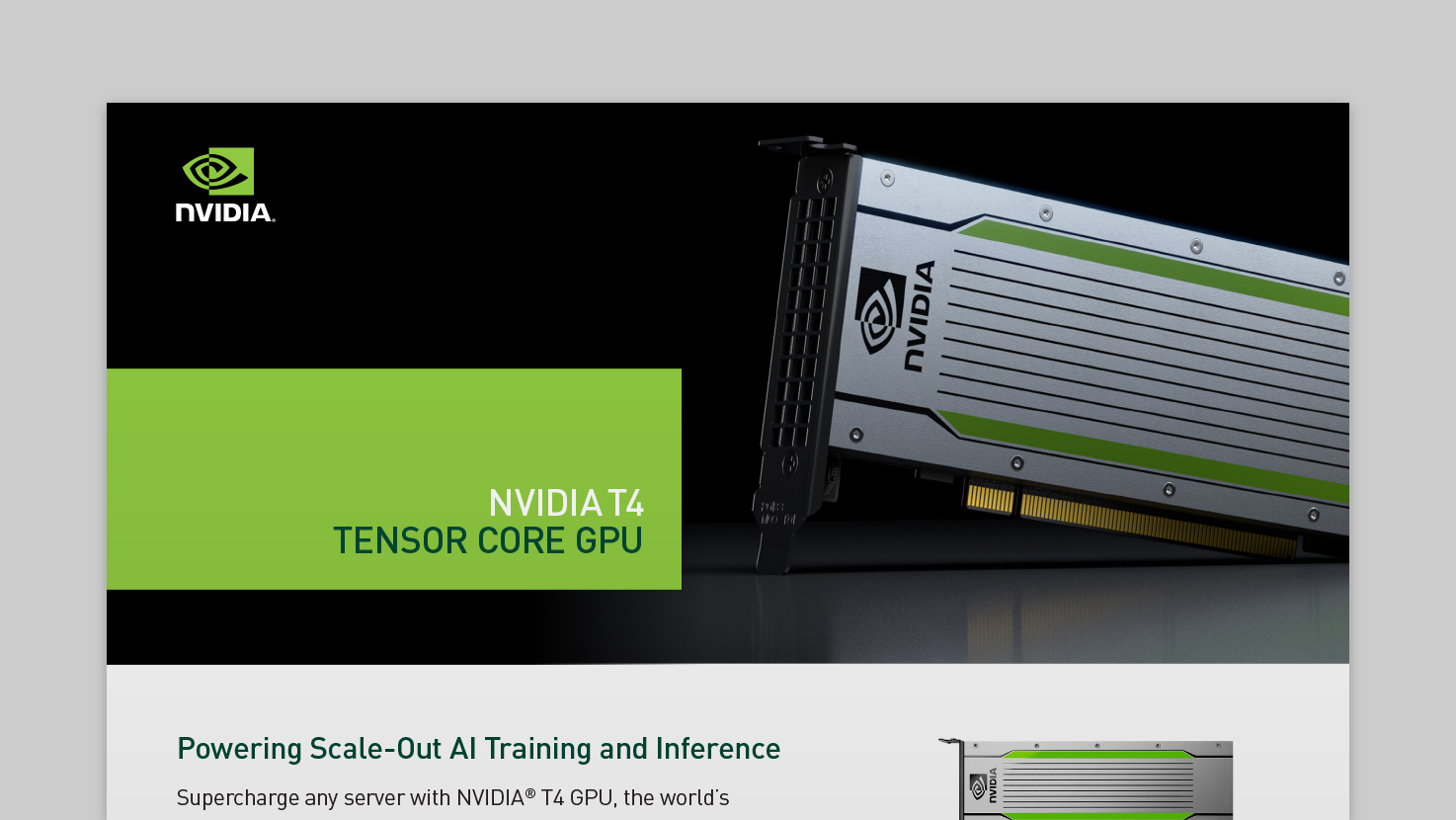 NVIDIA T4 Tensor Core GPU for AI 
