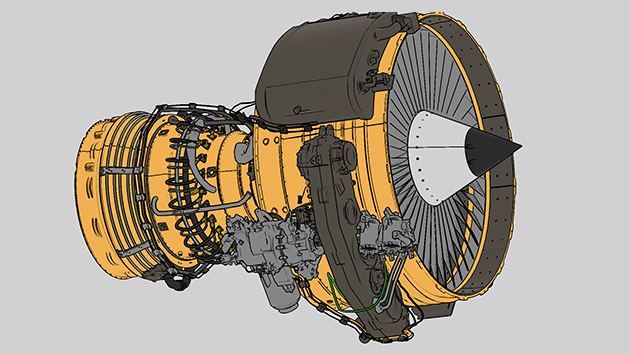 Stylized render of an airplane engine from Nvidia's website