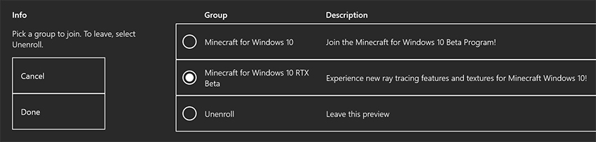 minecraft rtx release date xbox one